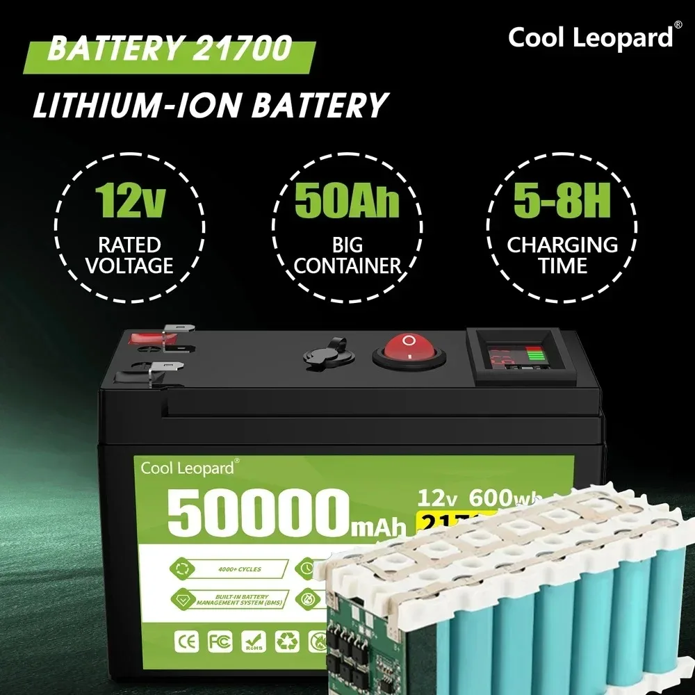 12V Lithium Battery Pack High Capacity 50Ah 21700 Battery For Sprayer Electric Vehicle LED Lamp  Li-ion Batterie Built-in BMS