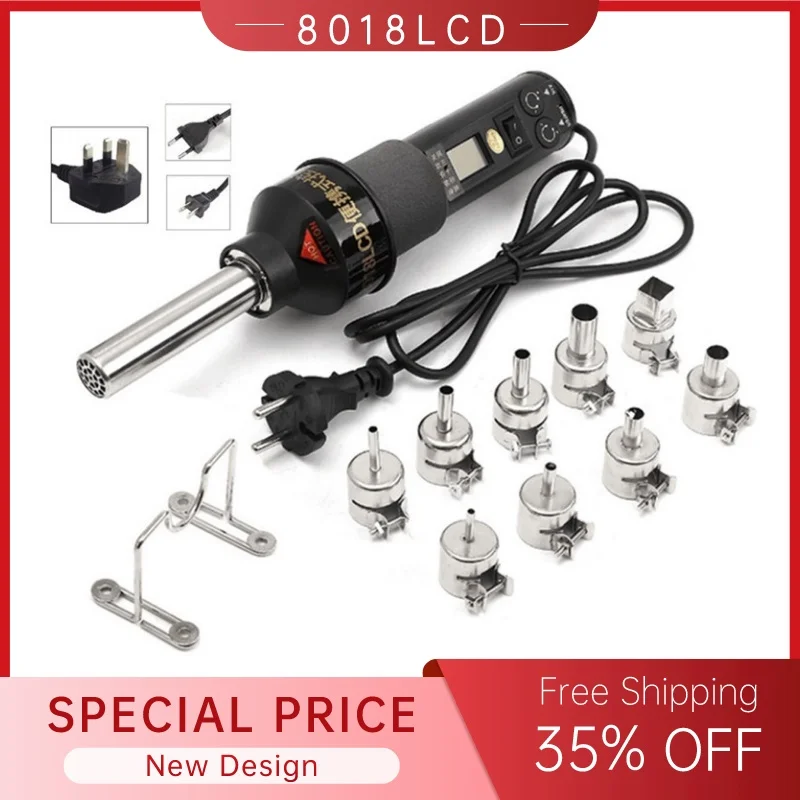 

Portable LCD Desoldering Heat Guns Industrial Soldering Thermal Blower Adjustable Hot Air Gun 110V Hair Dryer For Mobile Repair
