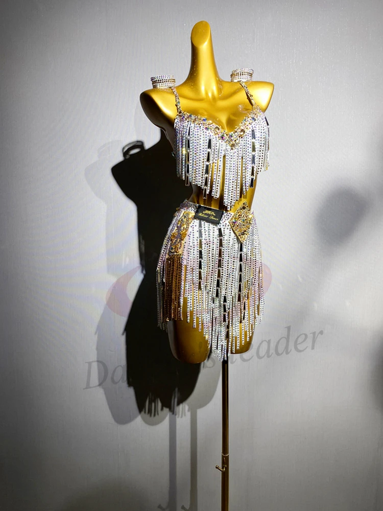 Robe de danseuse latine pour enfants et adultes, robe en diamant personnalisée haut de gamme, Tango Samba AB, robe de spectacle en pierre