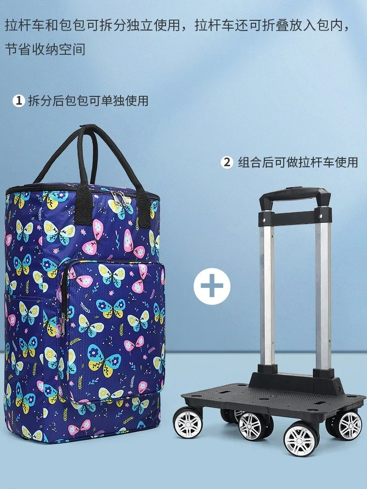 Large-capacity Grocery Shopping Cart Household Trolley Shopping Trolley Universal Wheel Folding Portable Shopping Bag