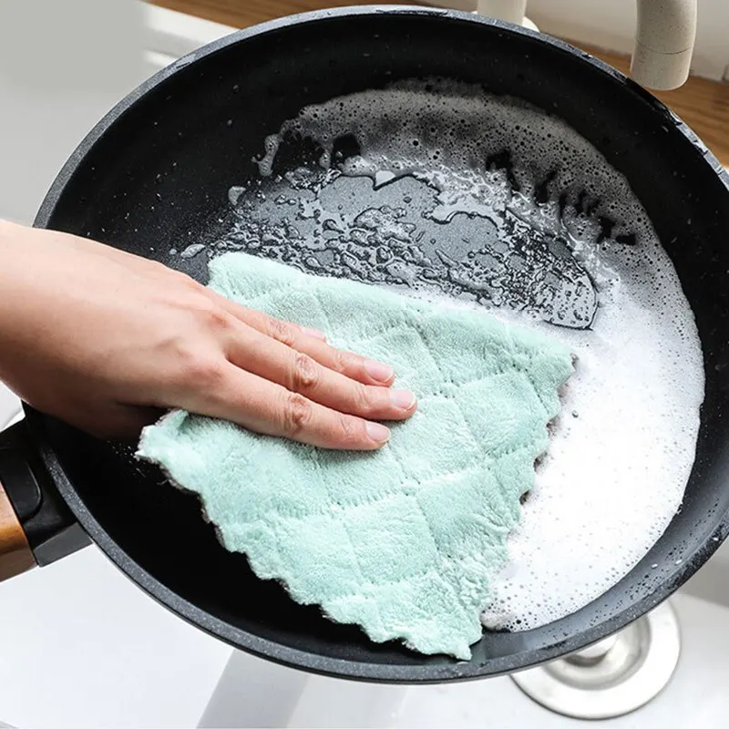 10/20pcs Dishwashing Cloth Kitchen Cleaning Wipes Household Multipurpose Absorbent Nonstick Oil Fiber Cleaning Cloth