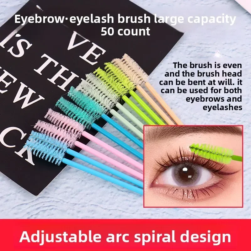 50 pçs pincéis de cílios pincéis de maquiagem descartáveis rímel varinhas aplicador spoolers cílios cosméticos escova lash extensão ferramenta