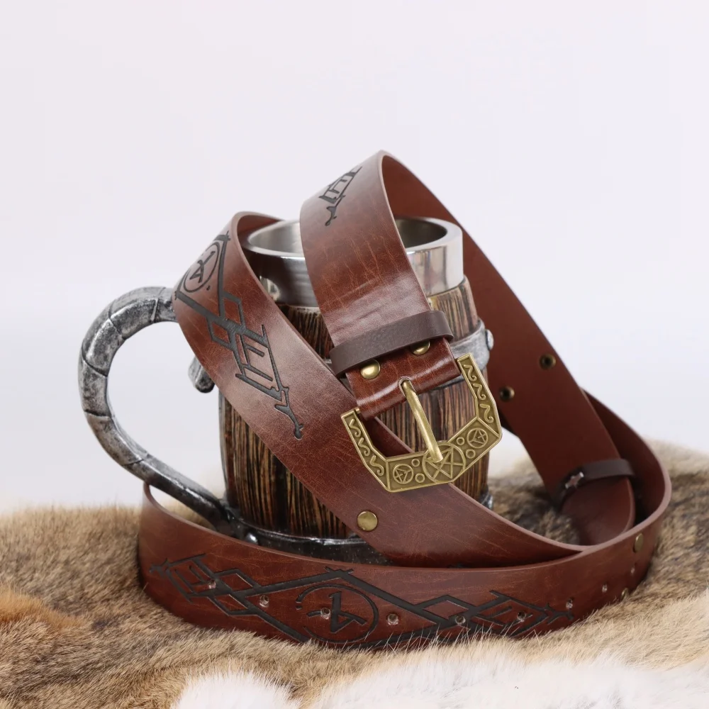 Middeleeuwse riem Retro riem Koperen munt Heuptas Wandelen Rok Clip Viking Ridder Rollenspel Riem Prop