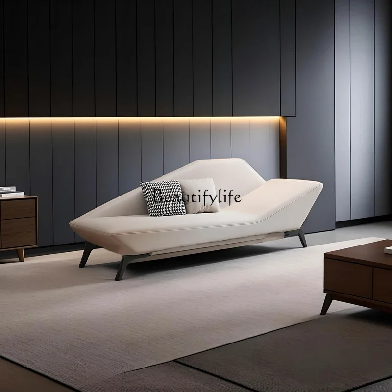 pg46Italian minimalist concubine couch toffee recliner living room balcony master bedroom bedside stool sofa