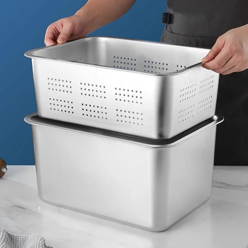 

Прямоугольная сливная кастрюля Thiened из нержавеющей стали, коммерческая раковина для очистки овощей, корзина для фильтрации воды, раковина для пробивания отверстий