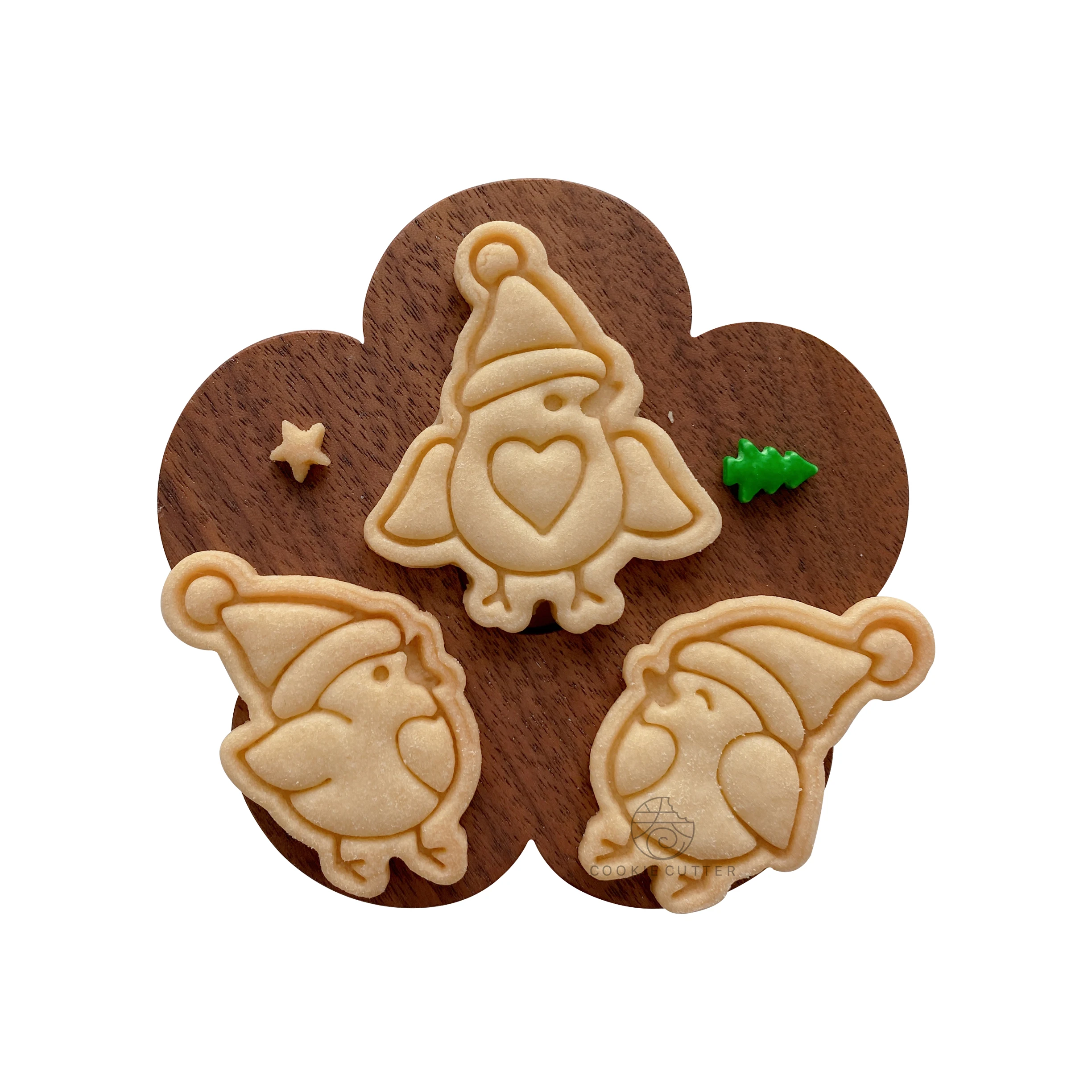 3Pcs Christmas Bird Gingerbread Man Cookie Cutter Butter Biscuit Mold Mini Cookie Embosser Stamp Fondant Cake Decorating Tools