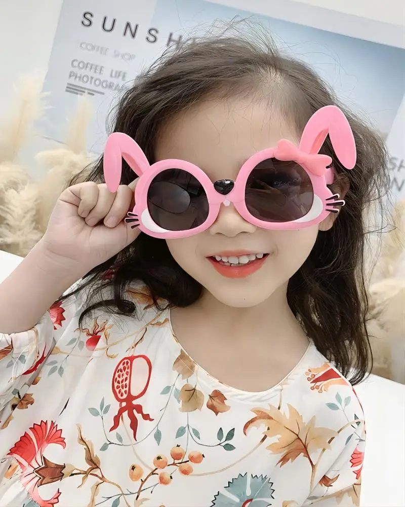 

New girls super cute rabbit sunglasses cheer cartoon children sunglasses baby avatar cute sunglasses outdoor excursion sunscreen