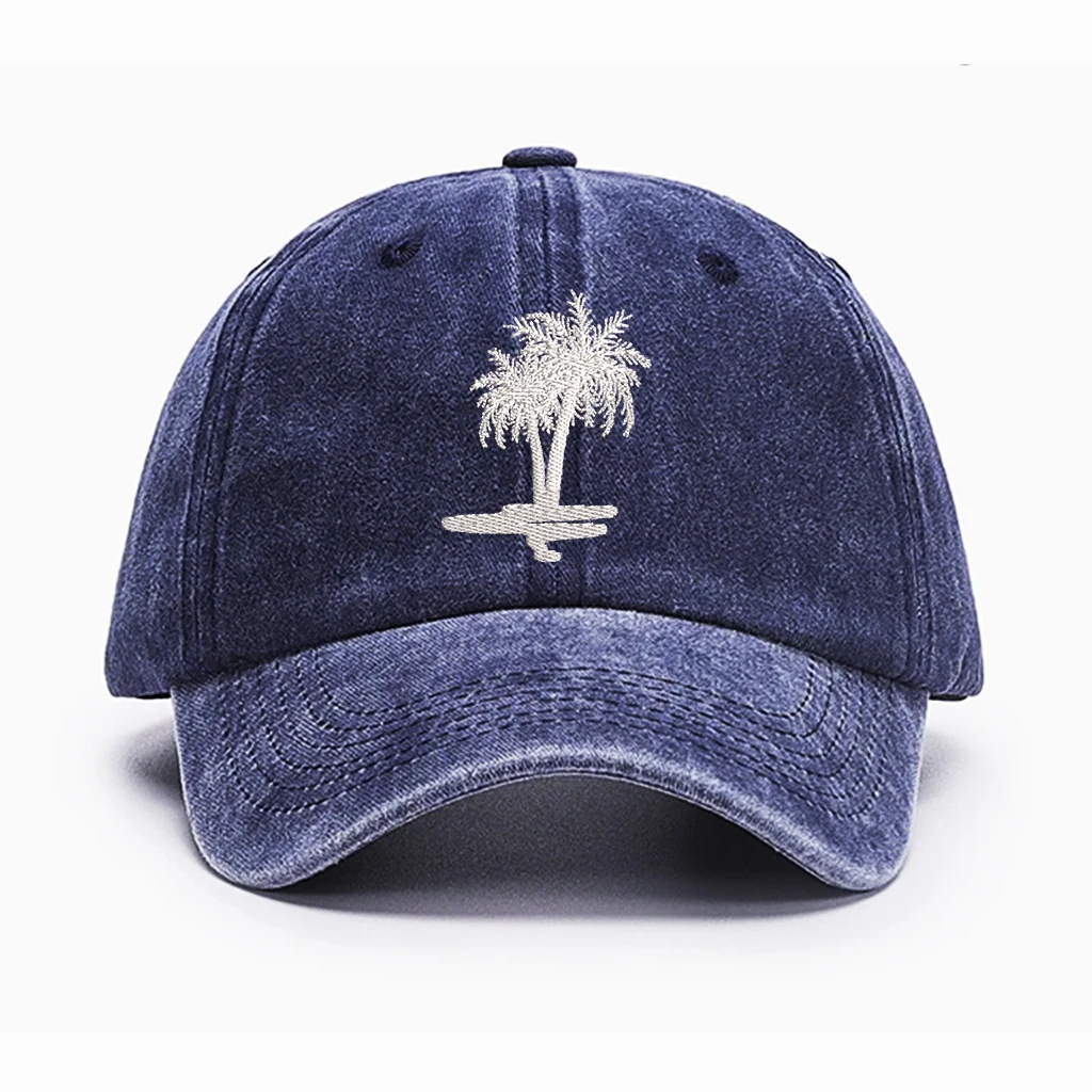 ✨   قبعة أبي من القطن المغسول |   تطريز شجرة النخيل ثلاثي الأبعاد |   قبعة كلاسيكية للجنسين للاستخدام الخارجي/الشاطئ ✨
