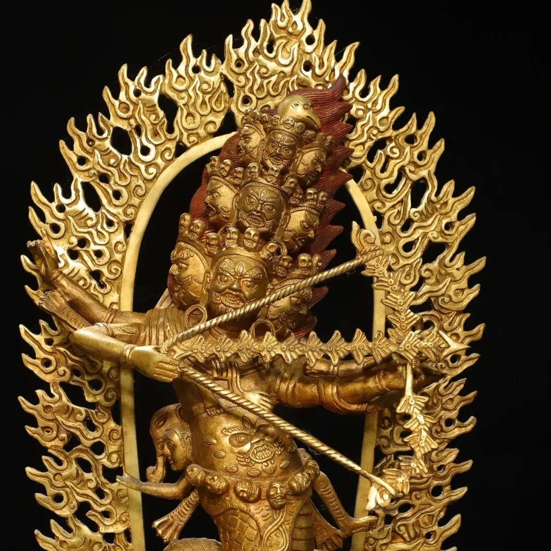 Vintage Rahula Dharma Protector Statue Tibetan Tantric Buddha Sculpture for Home Altar Decoration Home Decoration Accessories