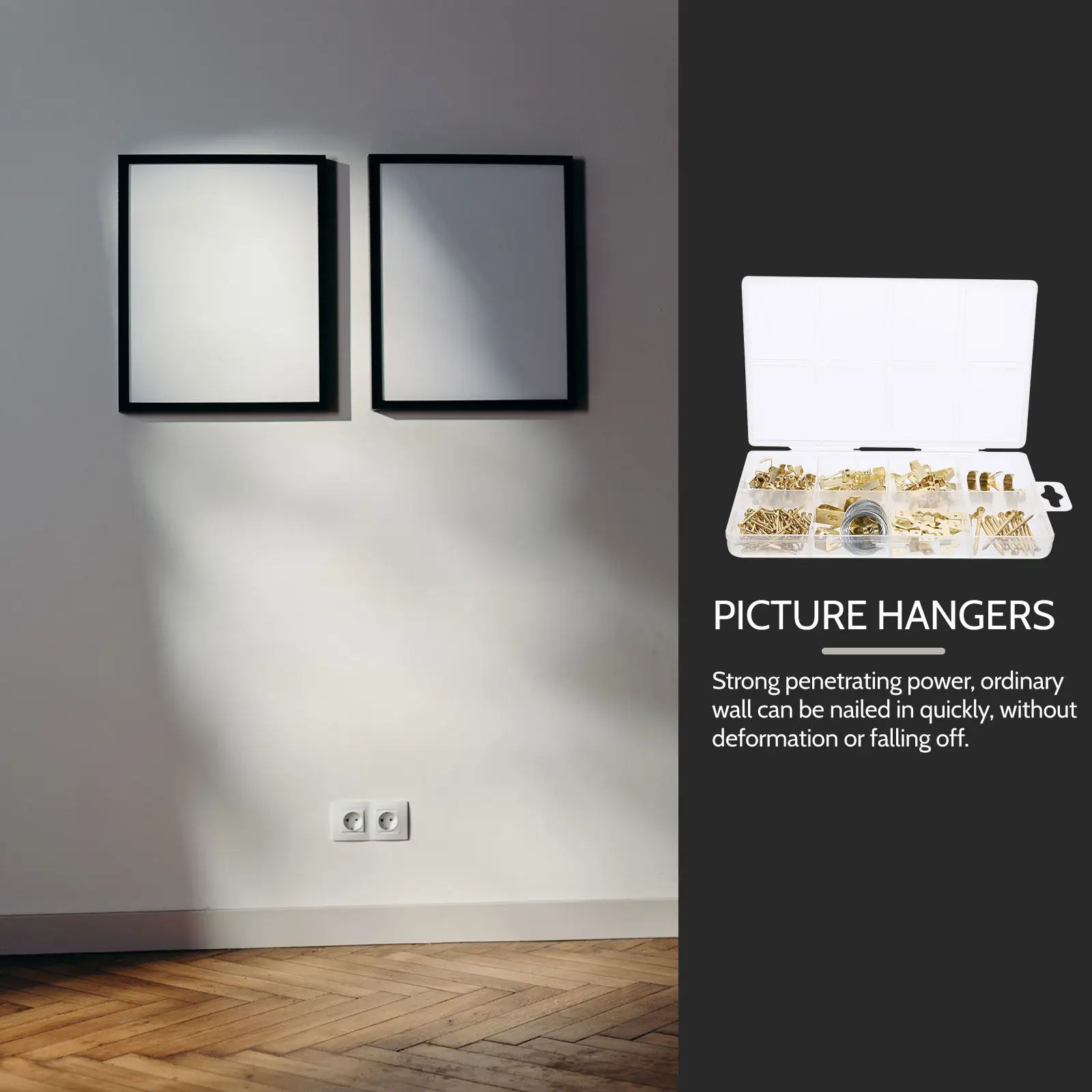 1Set Heavy Duty Picture Hanging Kit Iron Wall Hangers for Photos Posters Paintings Frames Home Office Hotel Use Rust Resistant