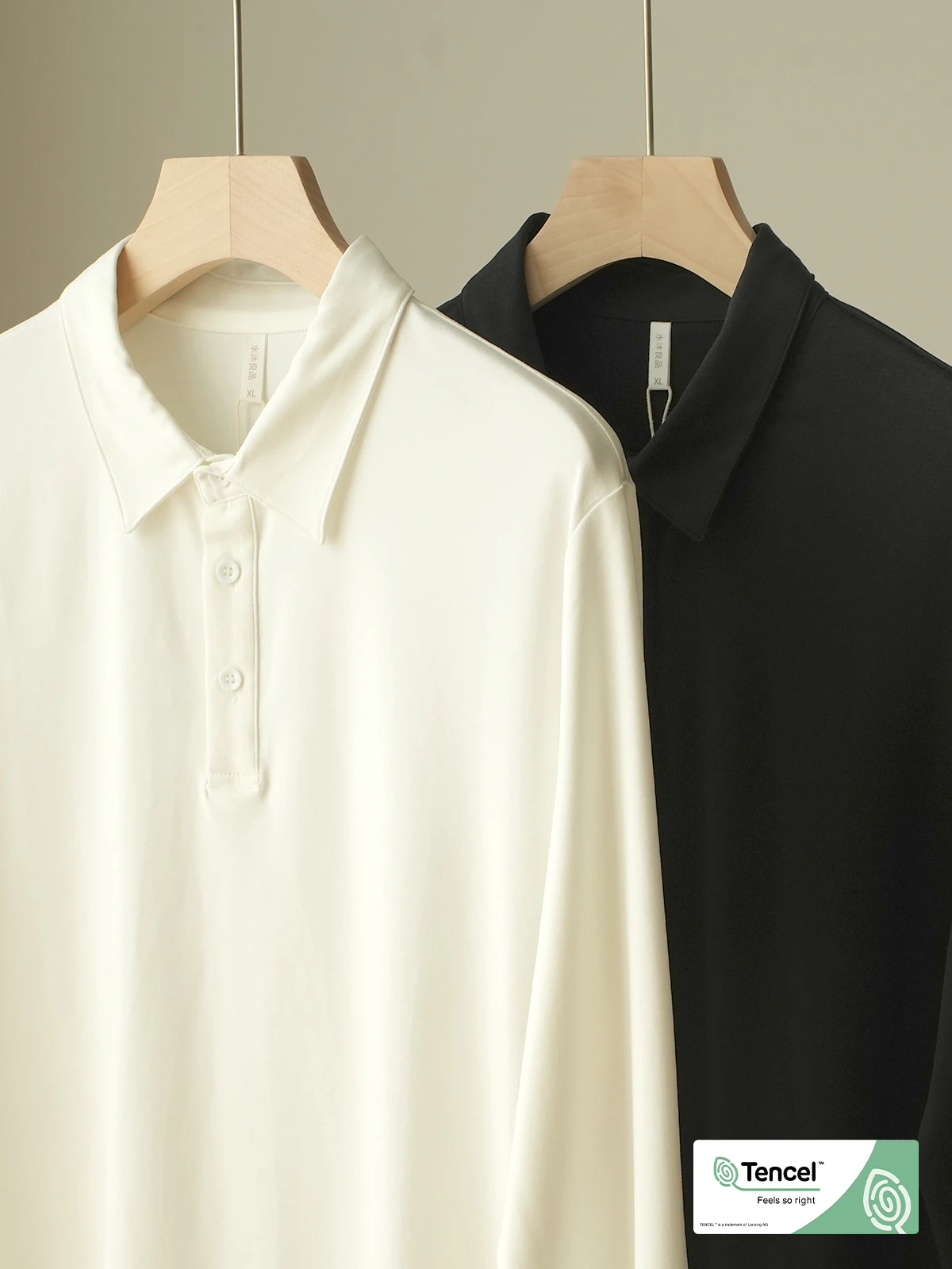 

Men's Collar Long Sve Double-sided 60-stitch Lyocell Modal Australian Long-staple Cotton T-irt Spring Autumn Sle ...