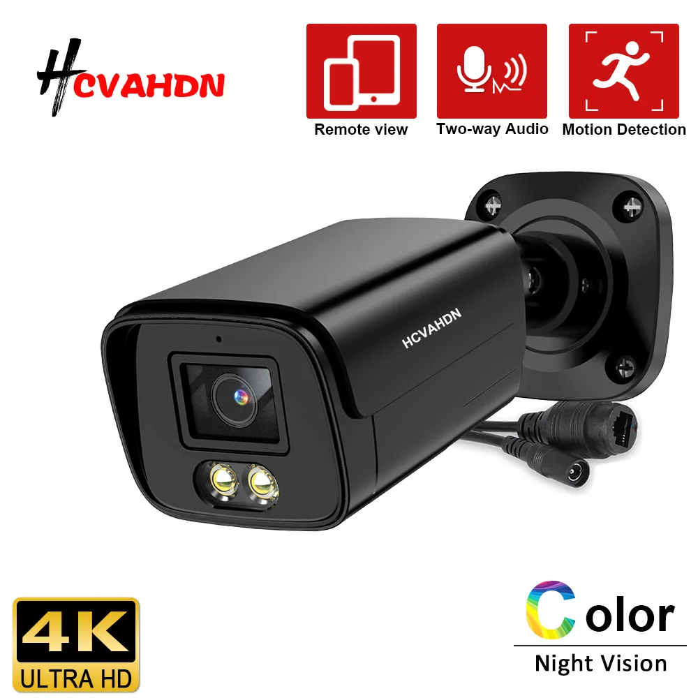 

4K POE IP Camera 2-Way Audio Outdoor H.265 Smart CCTV Home Color Night Vision Human Detection HD Video Surveiillacne IP Camera