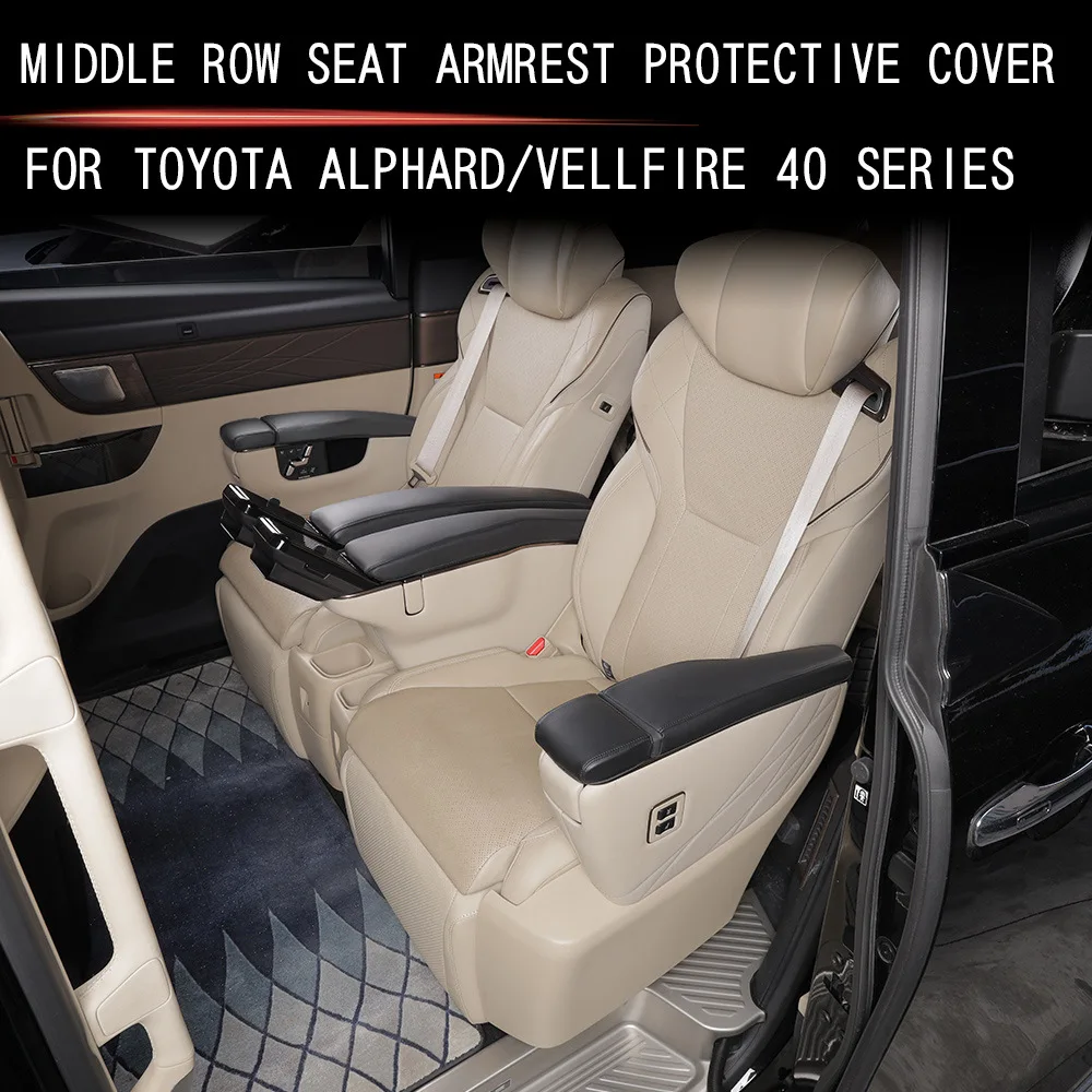 

For Toyota Alphard Vellfire 40 Series 2023 2024 Interior Accessories Car Leather Middle Row Seat Armrest Protective Cover Trim