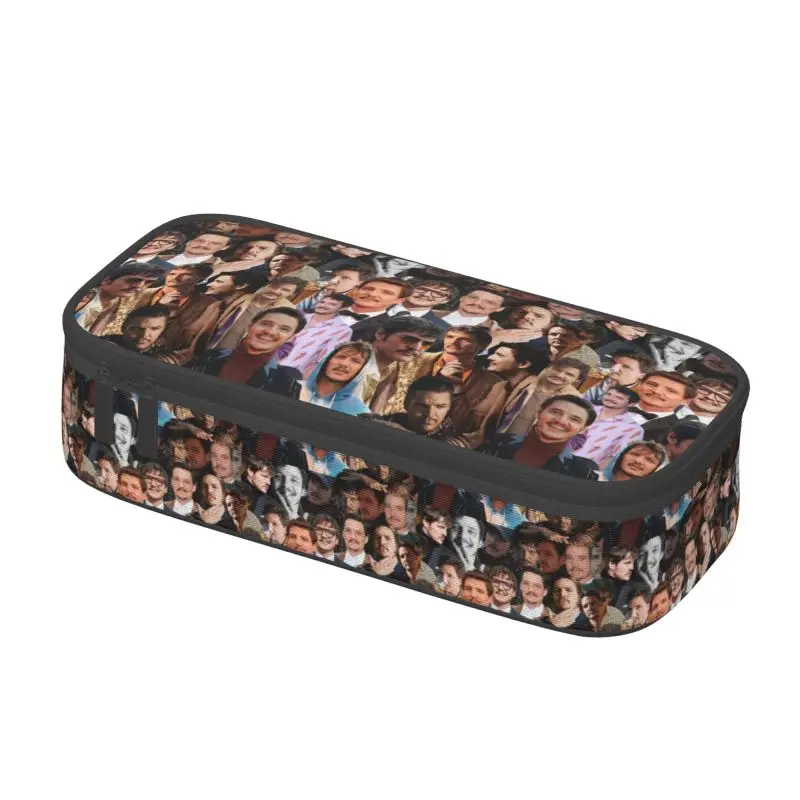 Custom Pedro Pascal Actor Kawaii Pencil Case Girl Boy Large Capacity Pencil Box Students Stationery