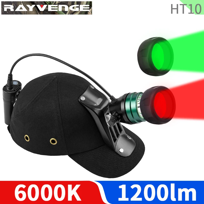 

HT10 Safety helmet hunting headlight for Raccoon Wolf Wild boar Ren green white 1200lm fishing hunting lamp Outdoor rescue light