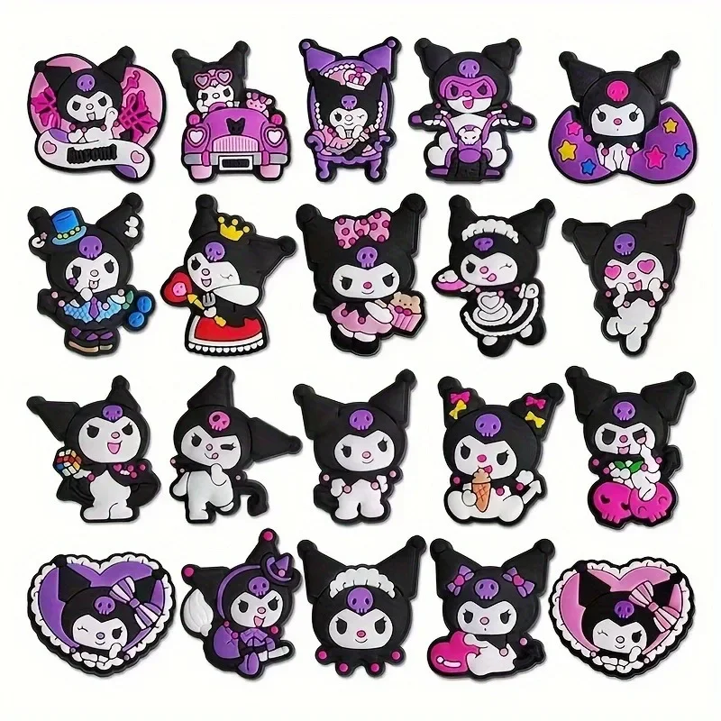 

20pcs/set Fashion Cute Sanrio Series Kuromi Shoe Buckles Cartoon Anime Pattern DIY Detachable Hole Shoes Decorate Accessories