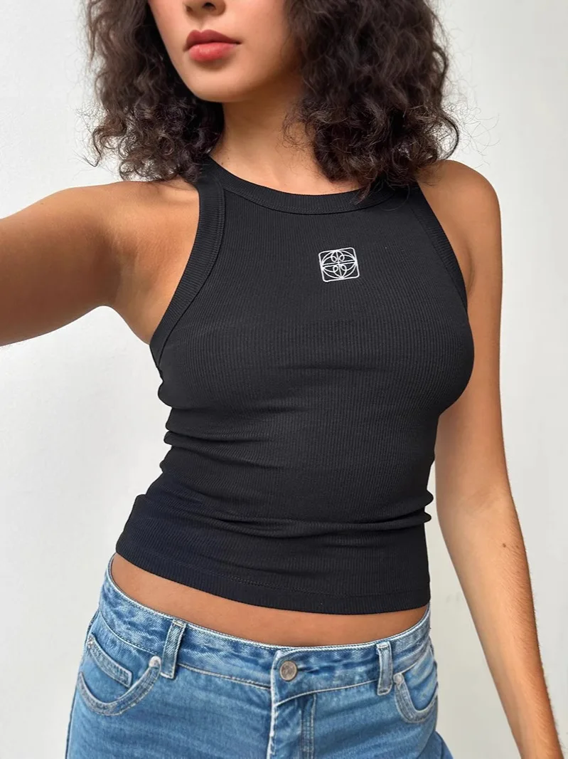 المرأة رسالة الجرافيك تانك القمم فاسق Y2K ملابس حريمي الجمالية الأسود بلا أكمام Harajuku 90s الملابس خمر ايمو الجرونج #2