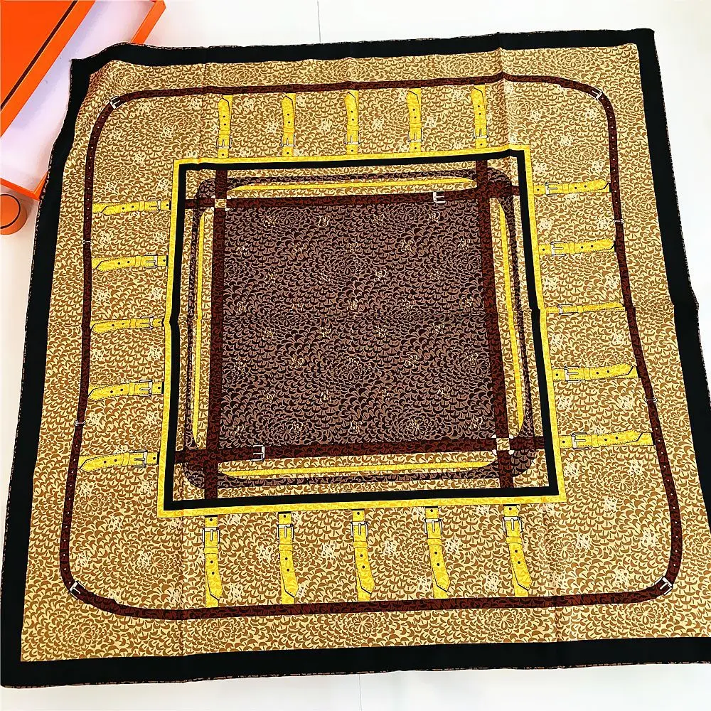 

New 90cm Square Scarf Leopard Print Chain Handmade Hem Women Multifunctional Scarf Sunscreen Shawl Headscarf Decorate Wholesale