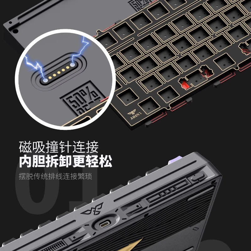 

NEW Raven50v2 3D Printing Keyboard Kit Custom Mini Portable Keyboard Tri-mode Wireless Bluetooth Gasket Single Key Slotting Via