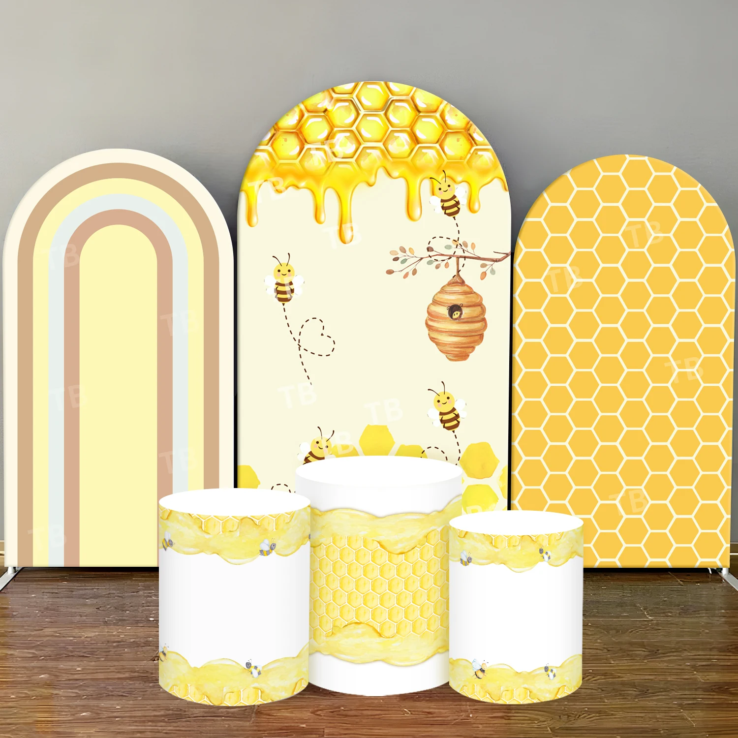 

Arch Backdrop Cover Sweet Bee Day Kids Birthday Party Baby Shower Photography Background Wall Decortion Props Elastic Fabric