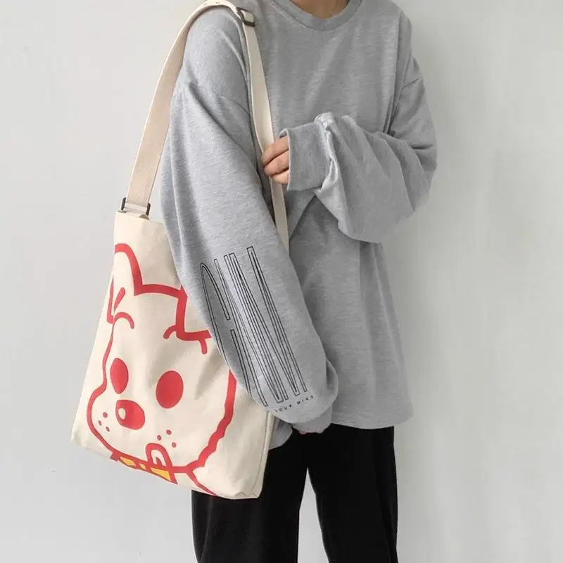 Cartoon OSAMU GOODS Canvas Bag Durable Large Capacity Diagonal Shoulder Bag 2024 Daily Commuting Storage Bag Textbook Cosmetics