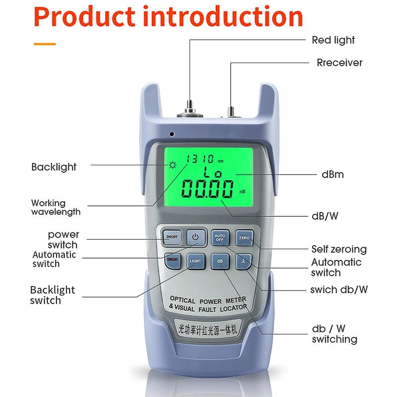 ايو اور جهاز قياس القدرة الضوئية مع محدد مواقع الأخطاء البصرية ، جهاز اختبار الألياف البصرية ، الكل في واحد ، 5 من من من ، 10 من ، 20 من ، 30 من ، VFL10 ميغاواط