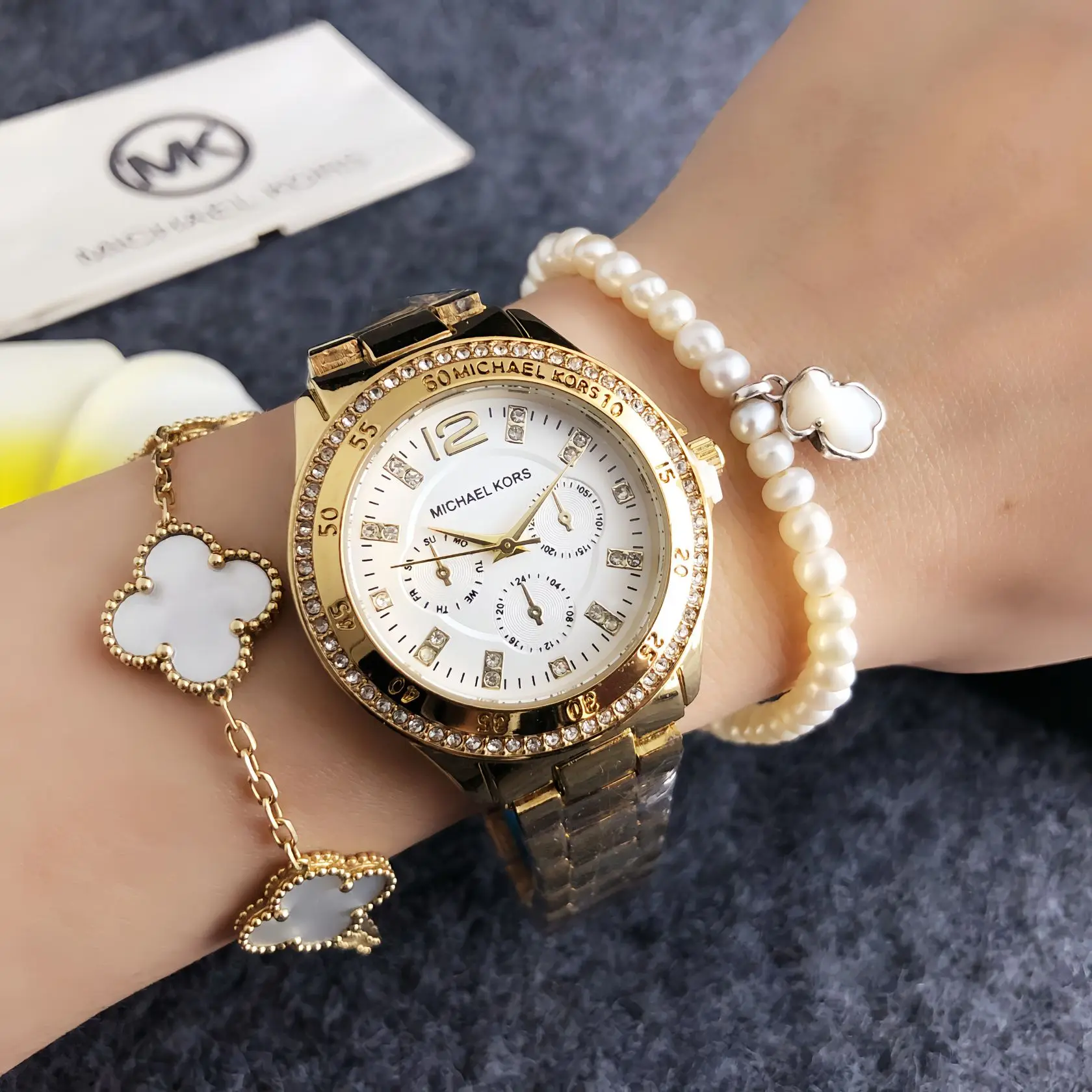 Michael Kors Ladies Watch Luxury Business Design Quartz Watch Fashion Casual Alloy Multifunctional Timing Watch Gift for Women