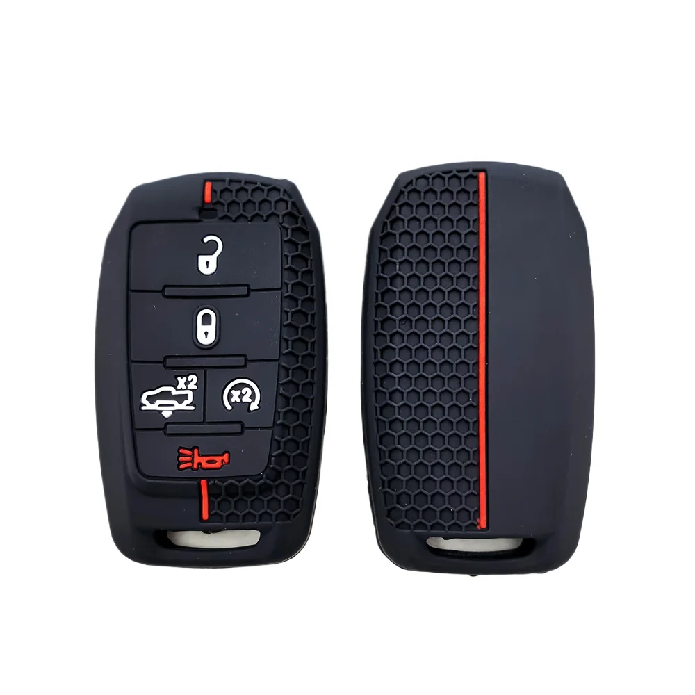 Silikon-Autoschlüsselhülle für Dodge RAM 1500 2500 3500 4500 TRX Pickup 2019 2020 2021 2022 Chrysler für Jeep Grand Cherokee