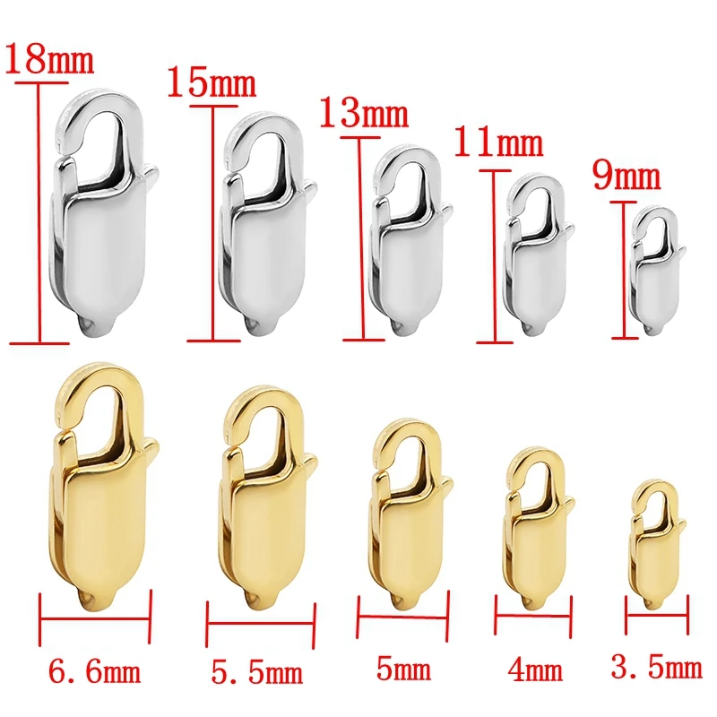 10pcs High End Quality Gold Stainless Steel Lobster Clasps Hooks End Connector for DIY Bracelet Necklace Jewelry Making Supplies