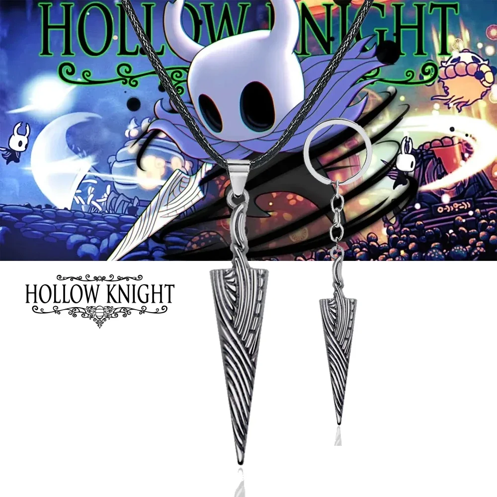 Hollow Knight Keychain Necklace Bone Nail Sword Metal Pendant Keyring Cosplay Unisex Jewelry Gift Accessories For Fans