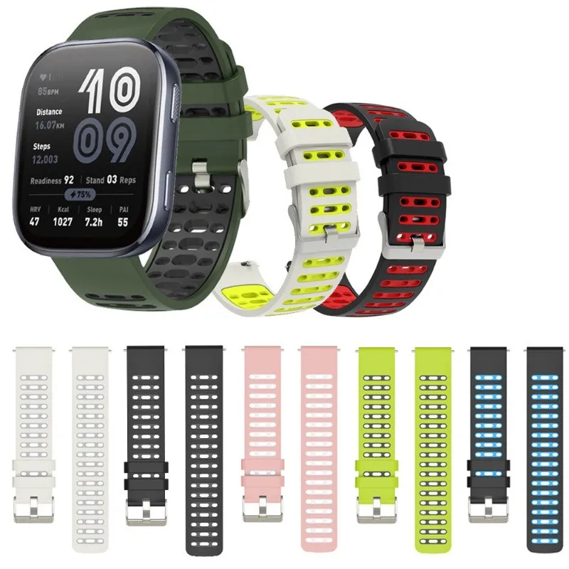 

For Huami Amazfit Bip6 Bip5 Bip3 Bip 3 5 6 Lite S U Pro Unity Soft Silicone Strap Color Matching WristBand Sport Bracelet Band