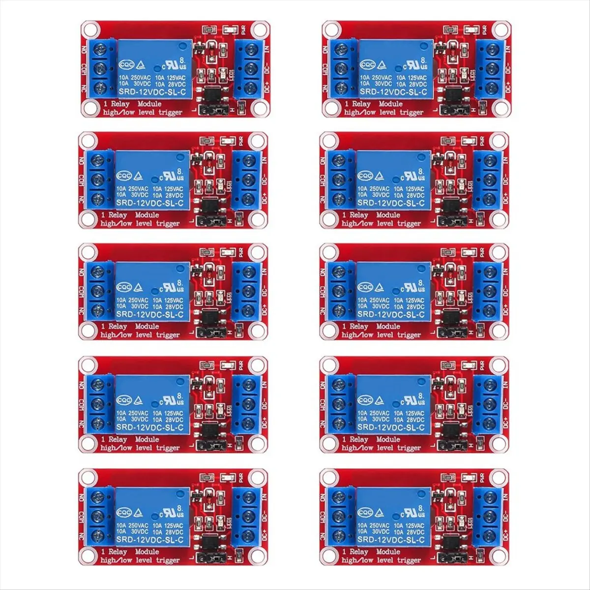 DT1363/10pcs Relay Module DC 12V Relay Board 1 Channel with Optocoupler Isolation Support High or Low Level