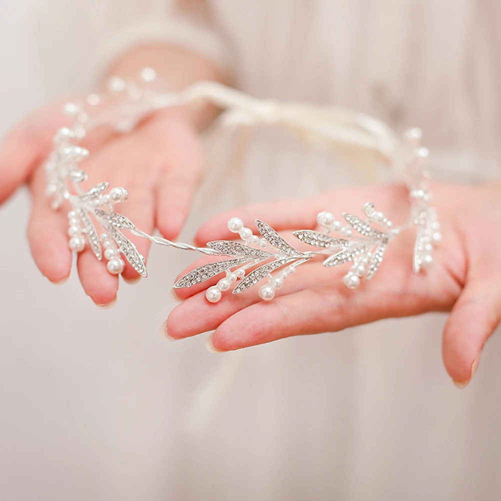 

Gorgeous Wedding Headband Shiny Rhinestone Pearl Bridal Hair Band Silver Lightweight Elegant Headpiece For Brides Bridesmaids