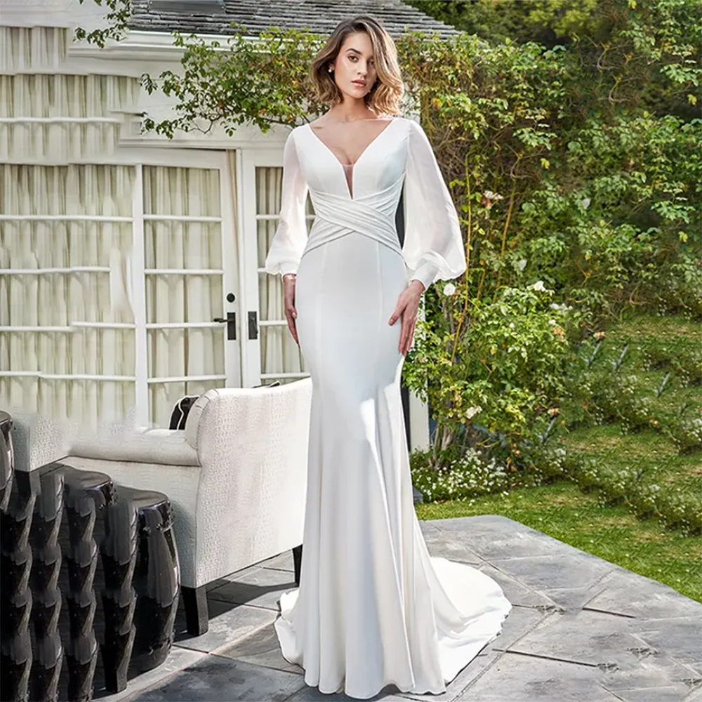 

Women's Formal Evening Gowns Long Sleeve Mermaid Pleated Evening Dresses Formal Party Gowns for Women Luxury Formal Dresses