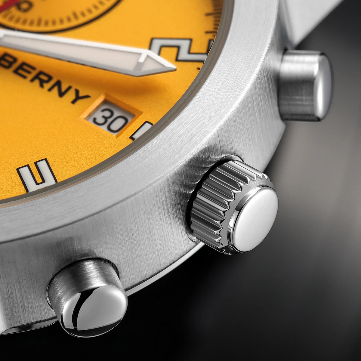 BERNY Chronograph-Uhren für Herren, grün leuchtendes kleines Zifferblatt, multifunktional, leichte Herrenuhr, Saphirglas, 5ATM wasserdicht – Detail 7