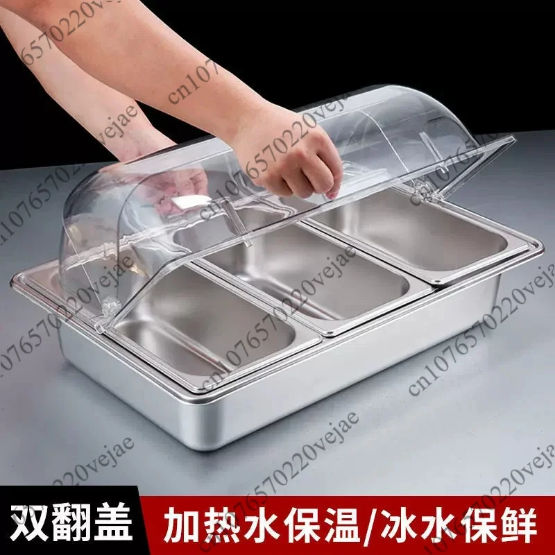 heating, insulated, iced, fresh, dustproof cover, transparent lid, vegetable basin box, rectangular with iron lid
