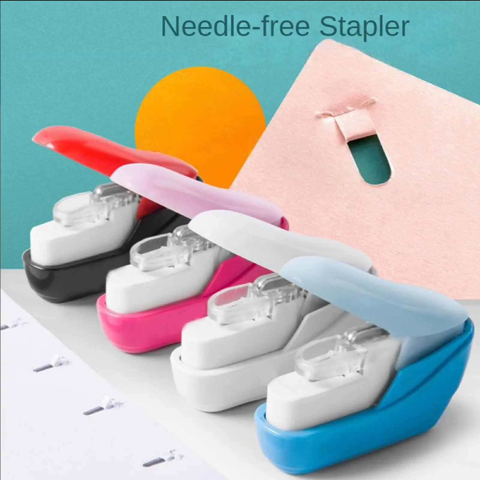 

1PC mini cute book staple-free stapler paper binder four colors optional