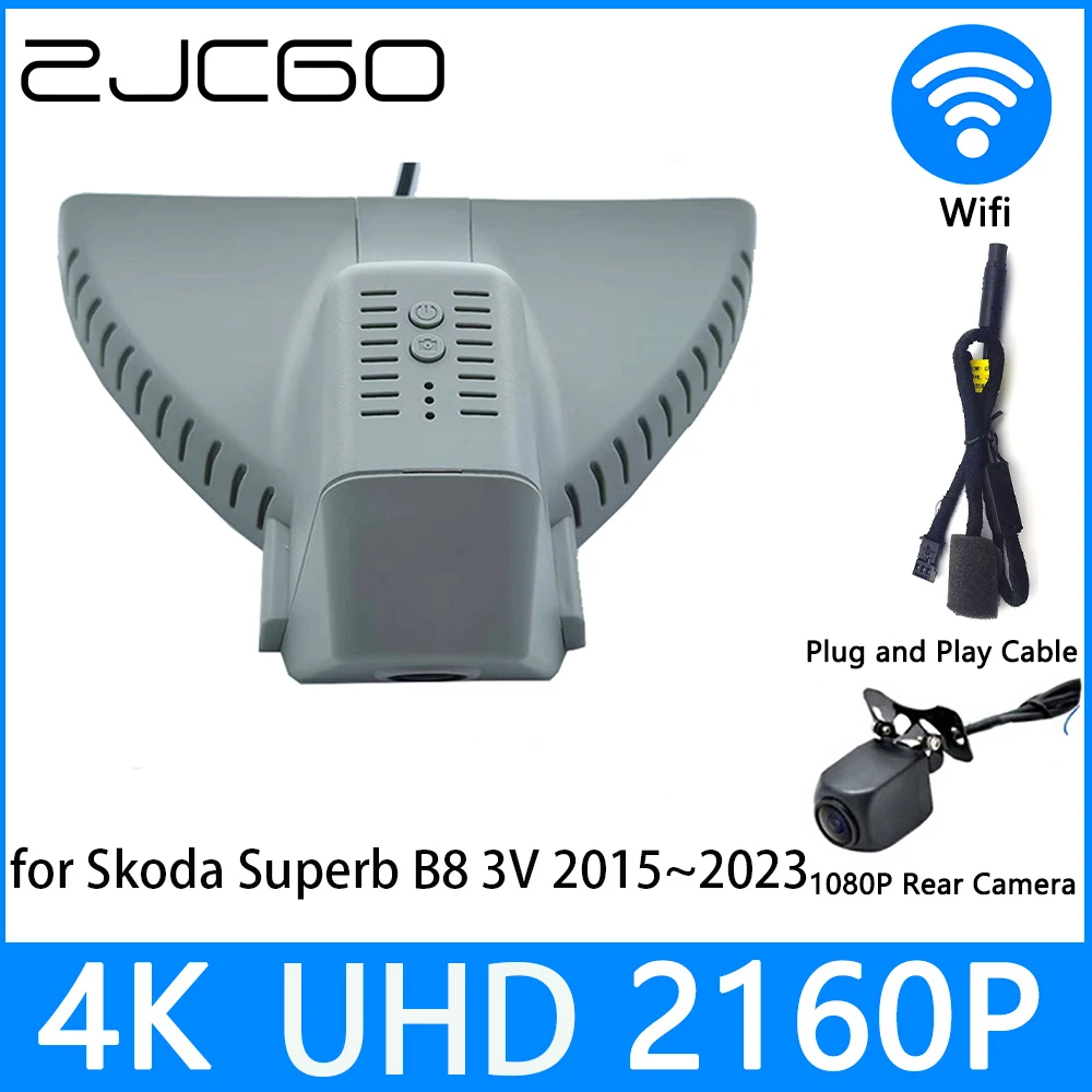 

ZJCGO Dash Cam 4K UHD 2160P Car Video Recorder DVR Night Vision for Skoda Superb B8 3V 2015~2023