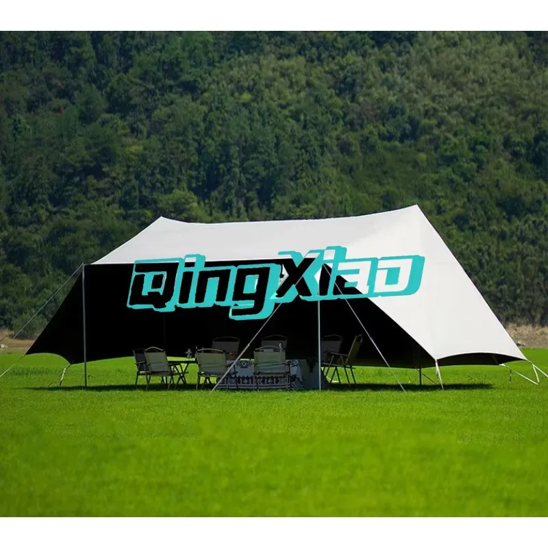 Wind Resistant Large Black Coated Cloud Top Camping Tarp Tent Sun Protection Rainproof Outdoor Canopy Shelter For Parties