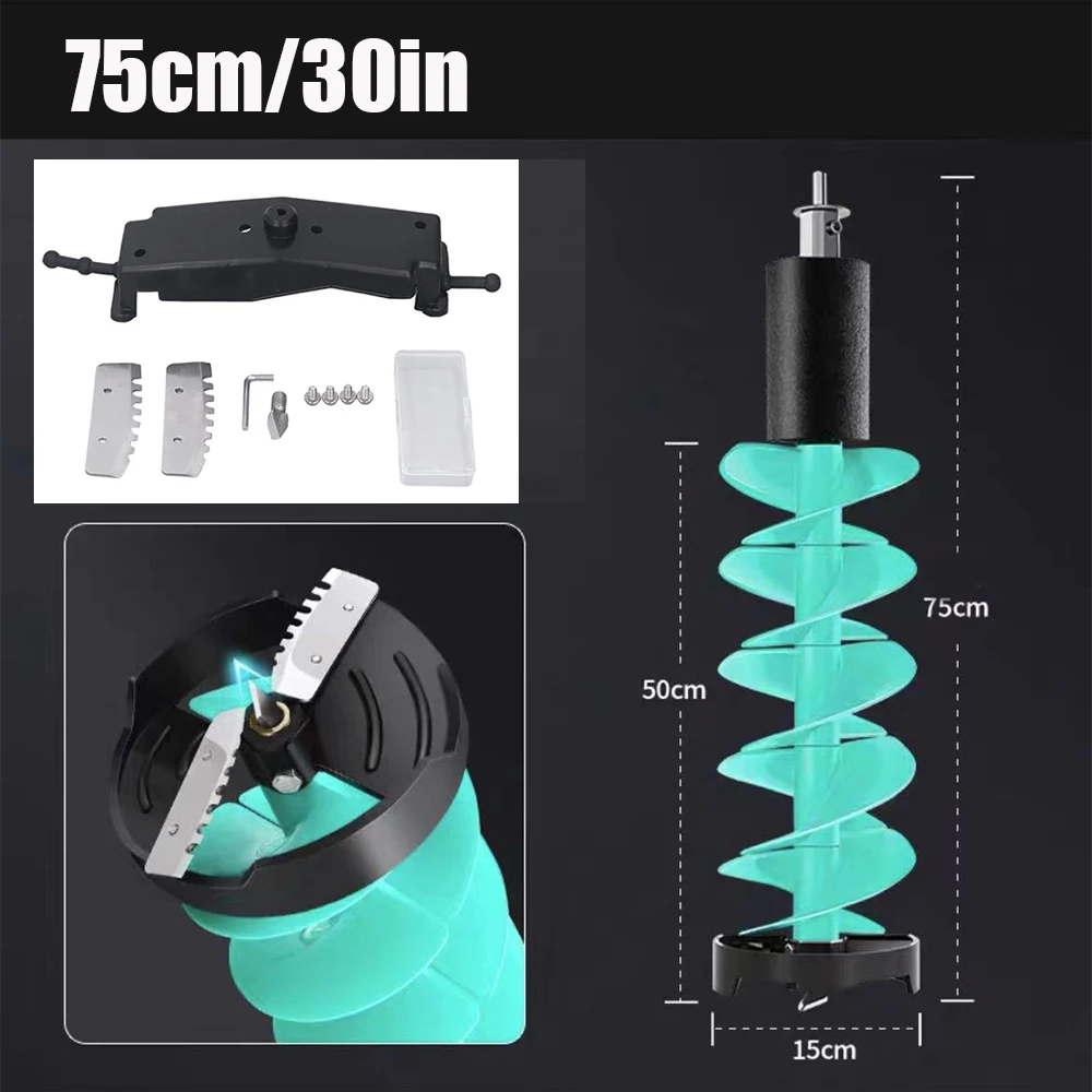 Ice Fishing Auger Electric Drill Nylon Floating Auger with 2 Blades and Locating Device 6 Inch Rotating Diameter Ice Drill Auger