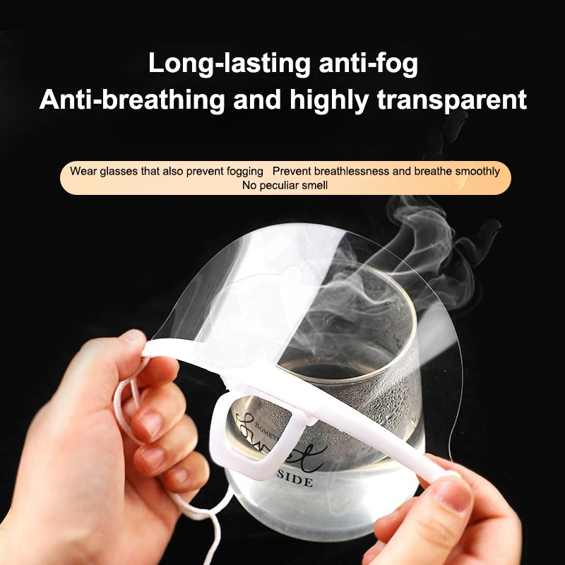 10/20/30Pcs Reusable Transparent Anti-fog Mask Cover Plastic Open Face Guard Restaurant School Plastic Anti-saliva Mouth Shield