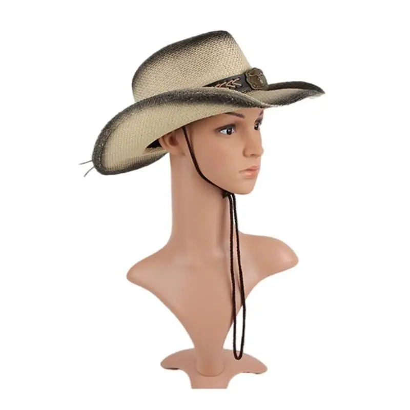 652F Cowboy Hat Wide Brimmed Western Cowboy Hat for Dinner Outdoor Casual Wear