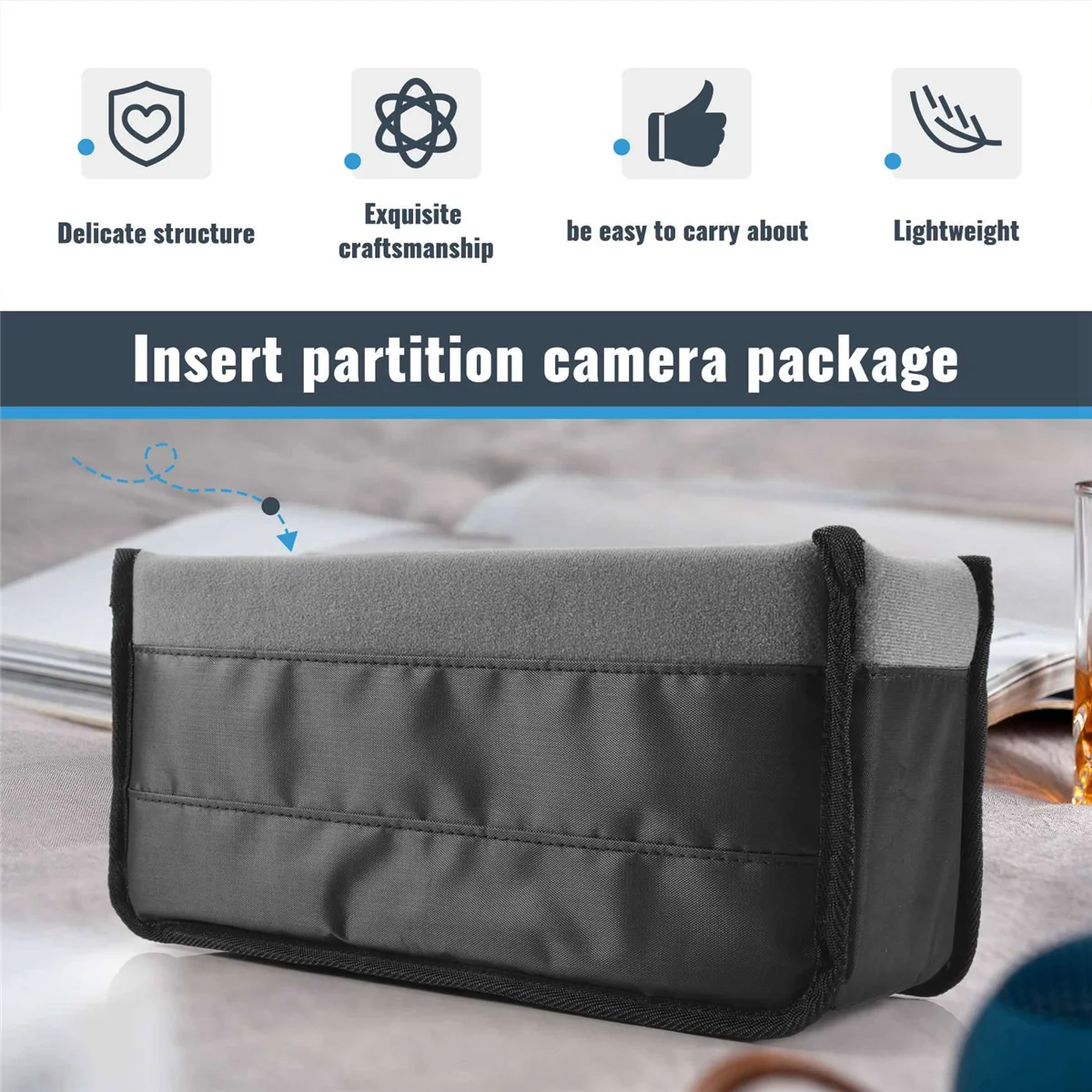 Caja organizadora de inserción de cámara Dslr Slr a prueba de golpes, funda protectora divisoria (negro + gris)