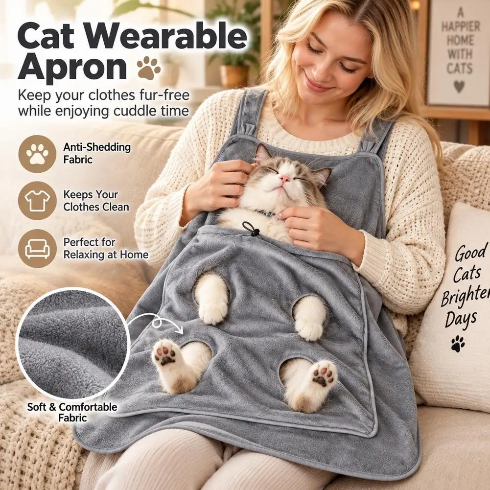 Coral Fleece Cat Apron Anti-Hair Cat Holding Pouch Pocket Soft Warm Pet Carrying Vest Clothes With Open Legs For Home