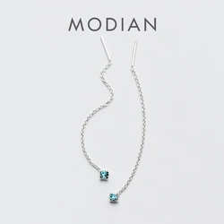 Modian Long Tassel Chain Colorful Crystal  Dangle Earrings for Women Hot Sale Ear Studs Jewelry 925 Sterling Silver Orecchini