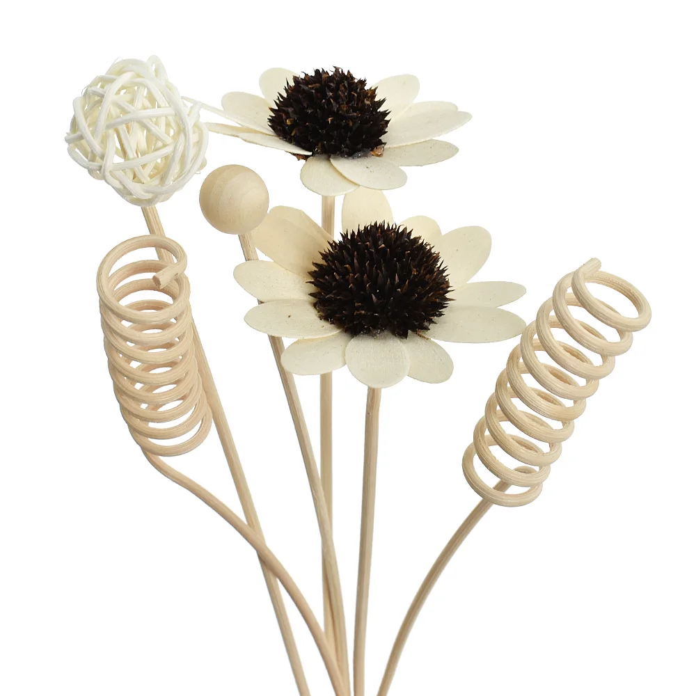 7PCS Daisy Dried Flower Fireless Aromatherapy Rattan Sticks Fragrance Diffuser DIY Home Decor