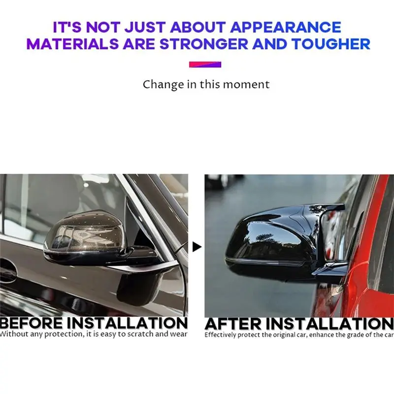 11-Car Side Rearview Mirror Caps M3 Style Mirror Cover for BMW X3 G01 X4 G02 X5 G05 2018-2022 Black Accessories