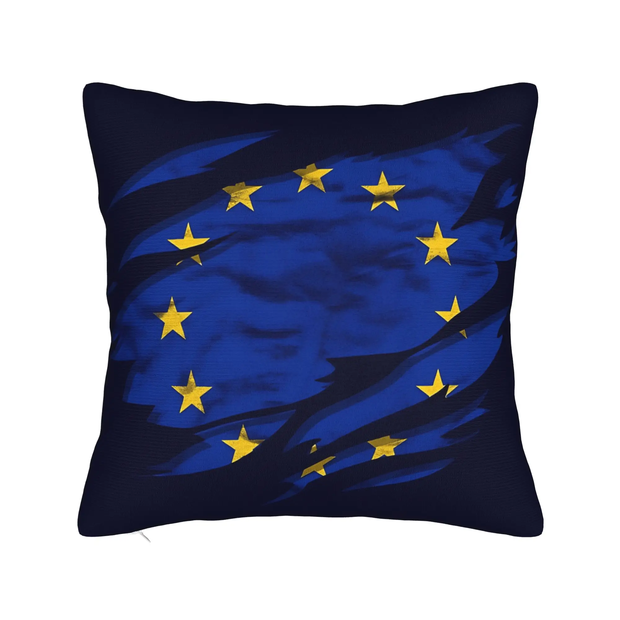 European Union Flag Star Pillow Cover  Soft Cushion Cover Vintage Pillow Case For Sofa Car Home Decor