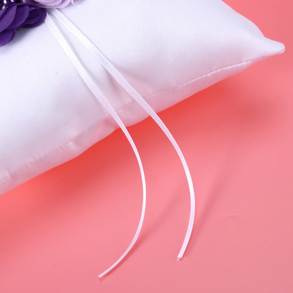 

4pcs Wedding Ring Pillow 20*20Cm Taro Color Purple Flower Compact Size Included Flower Basket Notebook Pen Holder Chic Pearls