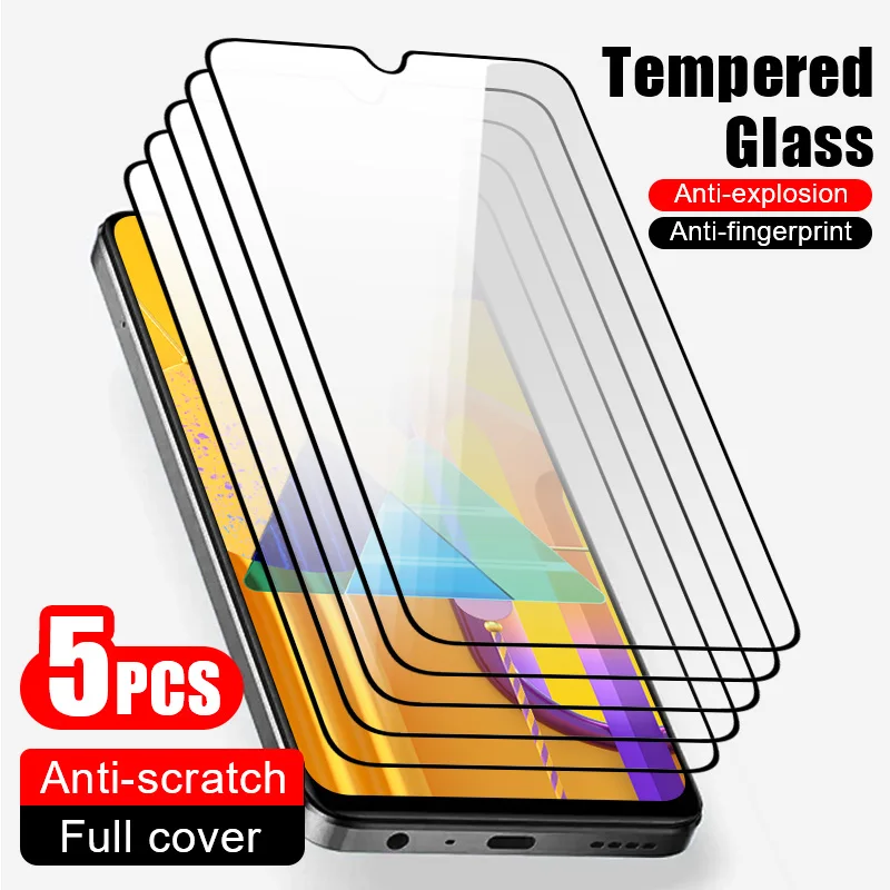 5pcs Glass smartphone film for Samsung Galaxy A05S A15 5G A25 A35 A55 tempered glass A04S A04E A04 Core A14 A24 4G A34 A54 5G